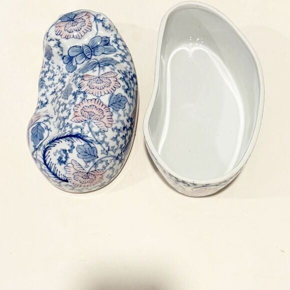 VTG Chinoiserie Ceramic Cat Large Trinket Box Container - Picture 9 of 9